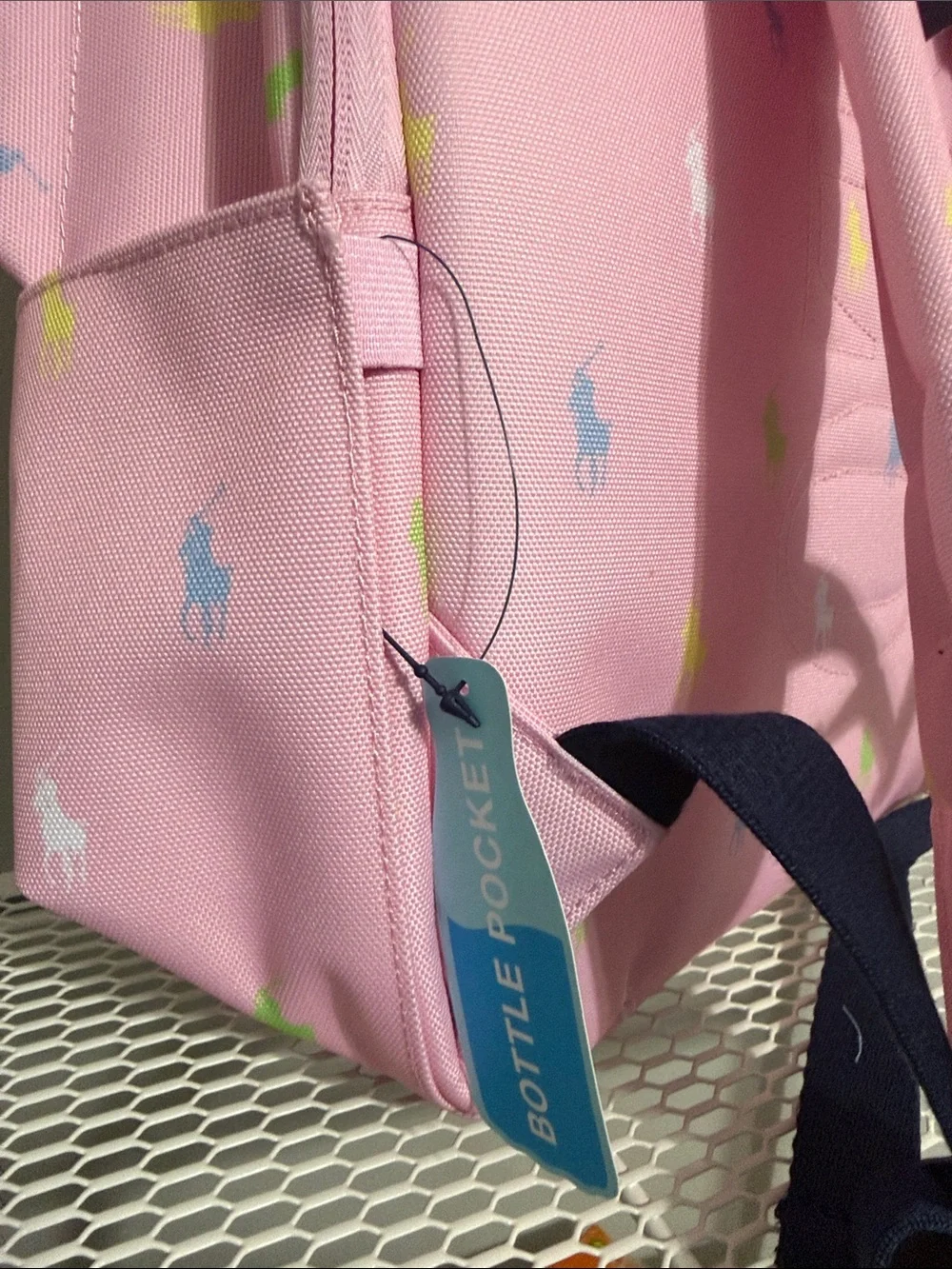 Ralph Lauren Pink Backpack with Multicolor Pony Motif